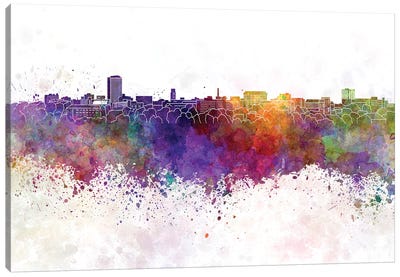 Ann Arbor Skyline In Watercolor Background Canvas Art Print