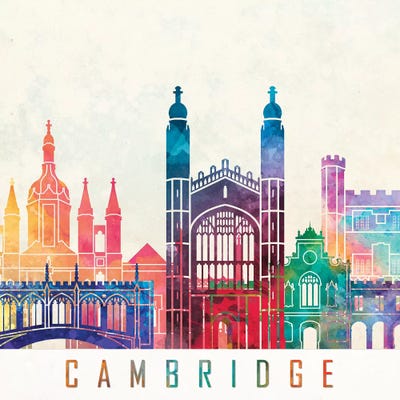 Cambridge Landmarks Watercolor Poster by Paul Rommer art print