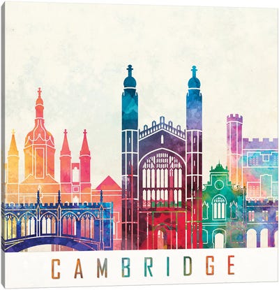 Cambridge Landmarks Watercolor Poster Canvas Art Print
