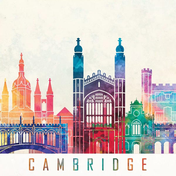 Cambridge: Cambridge Landmarks Watercolor Poster by Paul Rommer