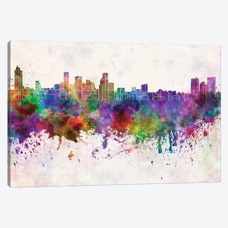 Baltimore Skyline In Watercolor Background Canvas Print #PUR1295} by Paul Rommer Canvas Artwork