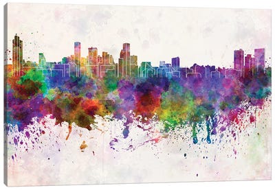 Baltimore Skyline In Watercolor Background Canvas Art Print - Maryland Art