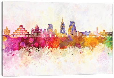 Bangalore Skyline In Watercolor Background Canvas Art Print