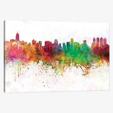 Bangkok Skyline In Watercolor Background Canvas Print #PUR1298} by Paul Rommer Canvas Print