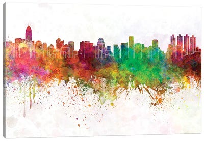 Bangkok Skyline In Watercolor Background Canvas Art Print - Bangkok Art