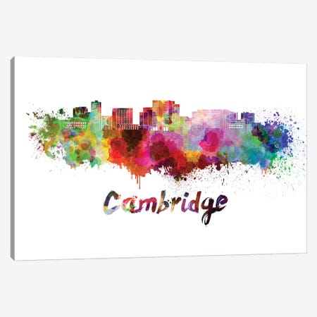 Cambridge Ma Skyline In Watercolor Canvas Print #PUR129} by Paul Rommer Art Print