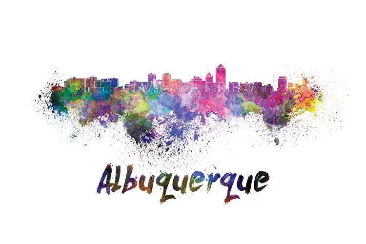 Albuquerque Skyline In Watercolor