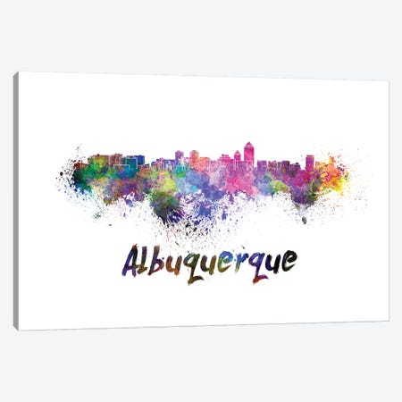 Albuquerque Skyline In Watercolor Canvas Print #PUR12} by Paul Rommer Canvas Print