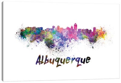 Albuquerque Skyline In Watercolor Canvas Art Print - Albuquerque Art