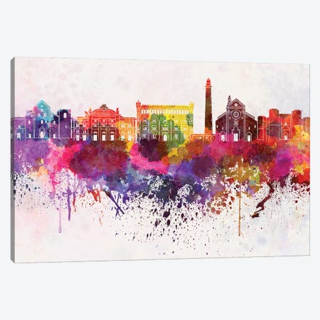 Bari Skyline In Watercolor Background Canvas Print #PUR1300} by Paul Rommer Art Print