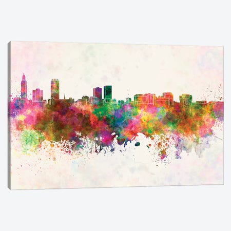 Baton Rouge Skyline In Watercolor Background Canvas Print #PUR1302} by Paul Rommer Art Print