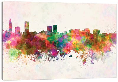 Baton Rouge Skyline In Watercolor Background Canvas Art Print
