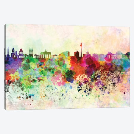Berlin Skyline In Watercolor Background Canvas Print #PUR1309} by Paul Rommer Canvas Print