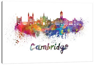Cambridge Skyline In Watercolor Canvas Art Print