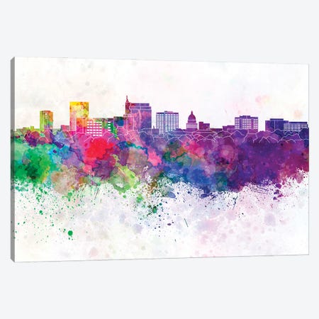 Boise Skyline In Watercolor Background Canvas Print #PUR1319} by Paul Rommer Canvas Wall Art