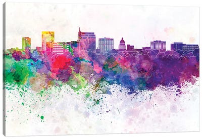 Boise Skyline In Watercolor Background Canvas Art Print