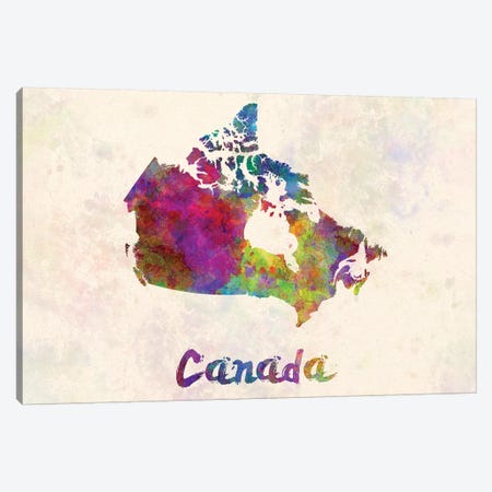 Canada In Watercolor Canvas Print #PUR131} by Paul Rommer Canvas Wall Art