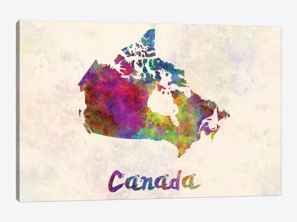 Canada In Watercolor by Paul Rommer 1-piece Canvas Artwork