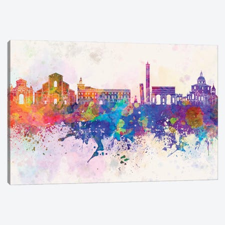 Bologna Skyline In Watercolor Background Canvas Print #PUR1320} by Paul Rommer Canvas Print