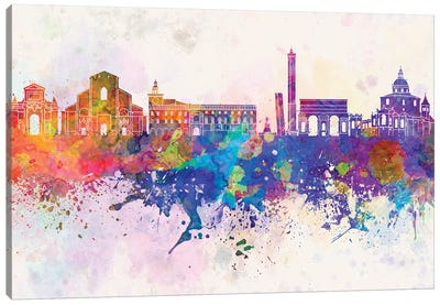Bologna Skyline In Watercolor Background Canvas Art Print