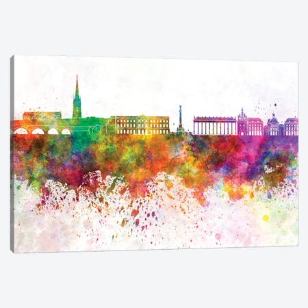 Bordeaux Skyline In Watercolor Background Canvas Print #PUR1322} by Paul Rommer Canvas Print
