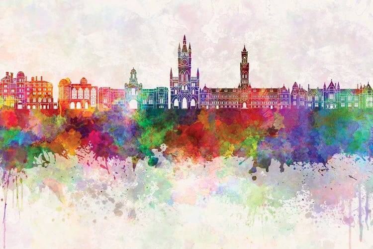 Bradford Skyline In Watercolor Background