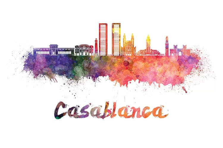 Casablanca Skyline In Watercolor