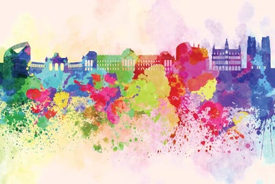 Brussels Skyline In Watercolor Background by Paul Rommer canvas print