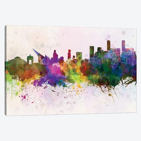 Caracas Skyline In Watercolor Background Canvas Print #PUR1353} by Paul Rommer Canvas Art