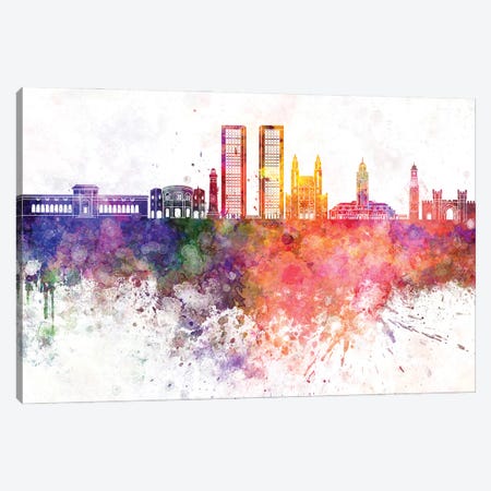 Casablanca II Skyline In Watercolor Background Canvas Print #PUR1355} by Paul Rommer Canvas Art Print