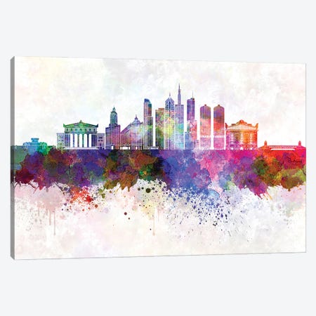 Chicago II Skyline In Watercolor Background Canvas Print #PUR1363} by Paul Rommer Canvas Art Print