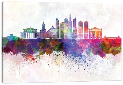 Chicago II Skyline In Watercolor Background Canvas Art Print - Chicago Skylines