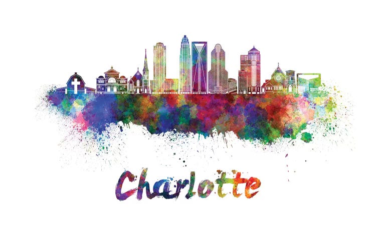 Charlotte Skyline In Watercolor II by Paul Rommer wall art