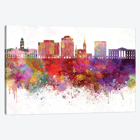 Colorado Springs II Skyline In Watercolor Background Canvas Print #PUR1370} by Paul Rommer Canvas Art