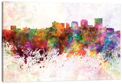 Dayton Skyline In Watercolor Background Canvas Art Print