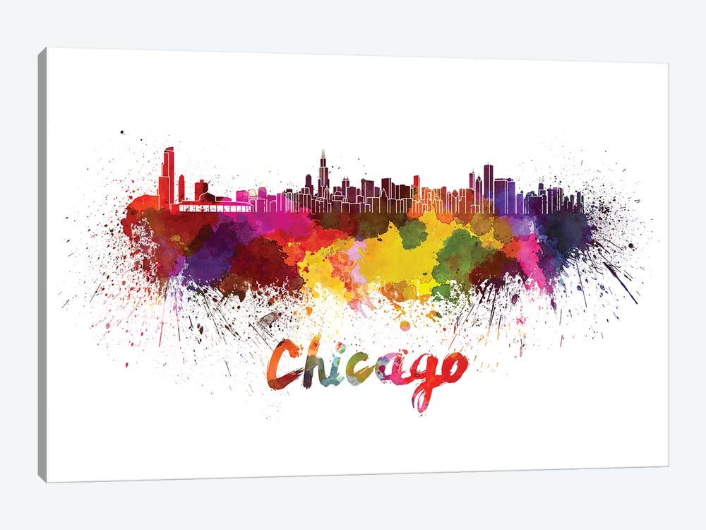 Chicago Skyline In Watercolor by Paul Rommer 1-piece Art Print