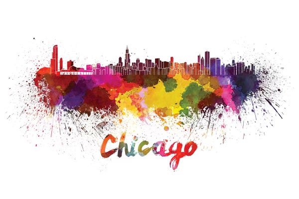 Chicago Skylines: Chicago Skyline In Watercolor by Paul Rommer