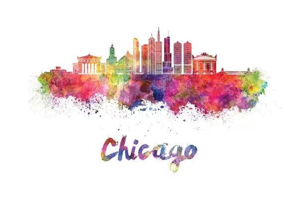 Chicago Skylines: Chicago Skyline In Watercolor II by Paul Rommer