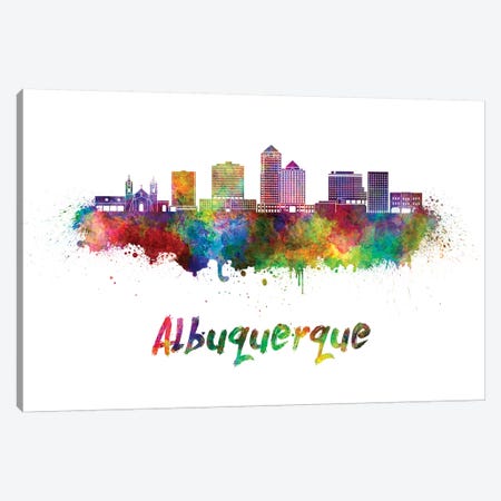 Albuquerque Skyline In Watercolor II Canvas Print #PUR13} by Paul Rommer Canvas Print