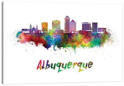 Albuquerque Skyline In Watercolor II Canvas Art Print - Albuquerque Art