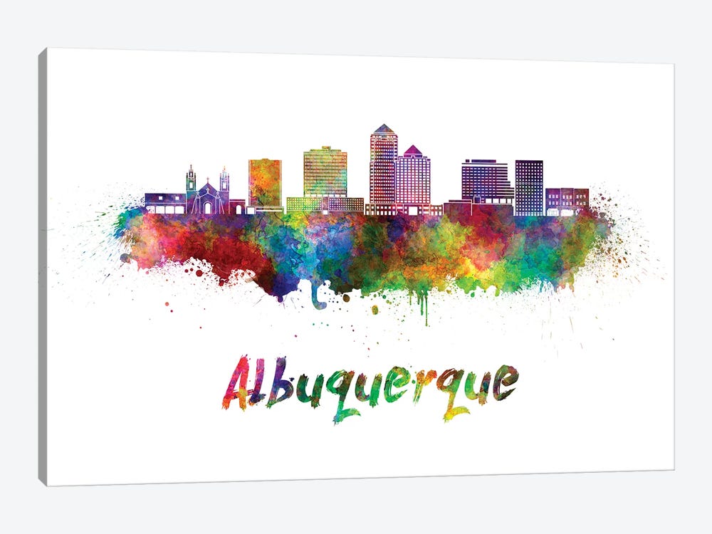 Albuquerque Skyline In Watercolor II by Paul Rommer 1-piece Canvas Wall Art