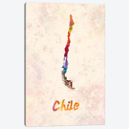 Chile In Watercolor Canvas Print #PUR140} by Paul Rommer Art Print