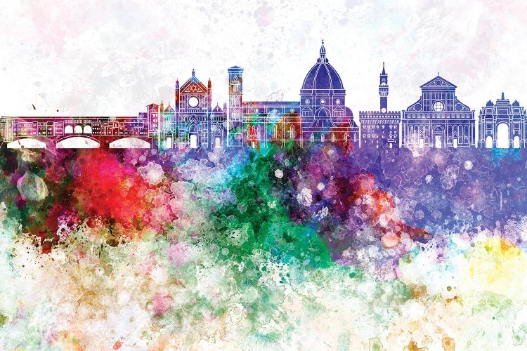 Florence II Skyline In Watercolor Background