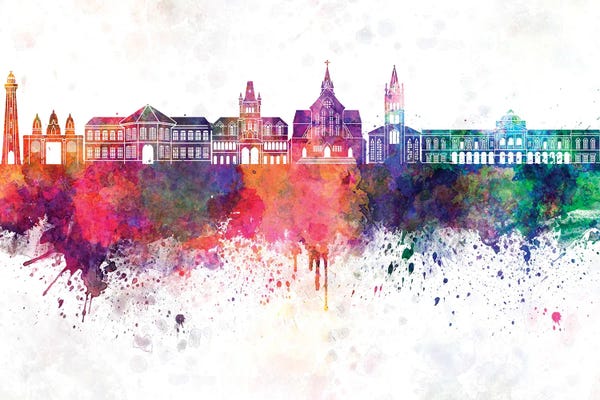 Washington, D.C. Skylines: Georgetown In Watercolor Background by Paul Rommer