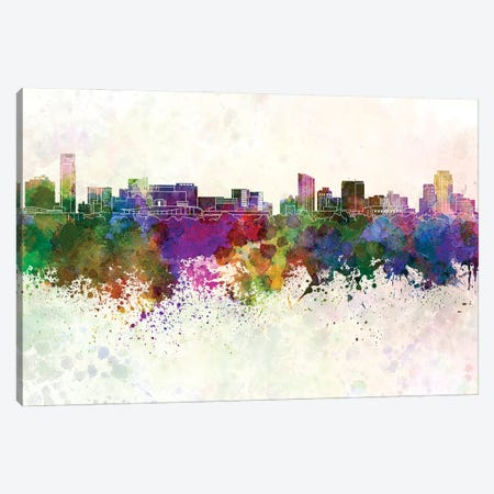 Grand Rapids Skyline In Watercolor Background Canvas Print #PUR1437} by Paul Rommer Canvas Art