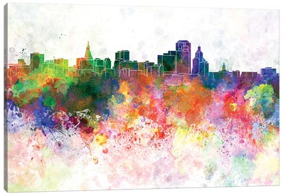Hartford Skyline In Orange Background Canvas Art Print
