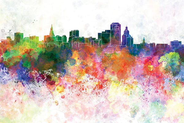 Connecticut: Hartford Skyline In Orange Background by Paul Rommer