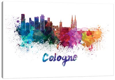 Cologne Skyline In Watercolor Canvas Art Print - Cologne