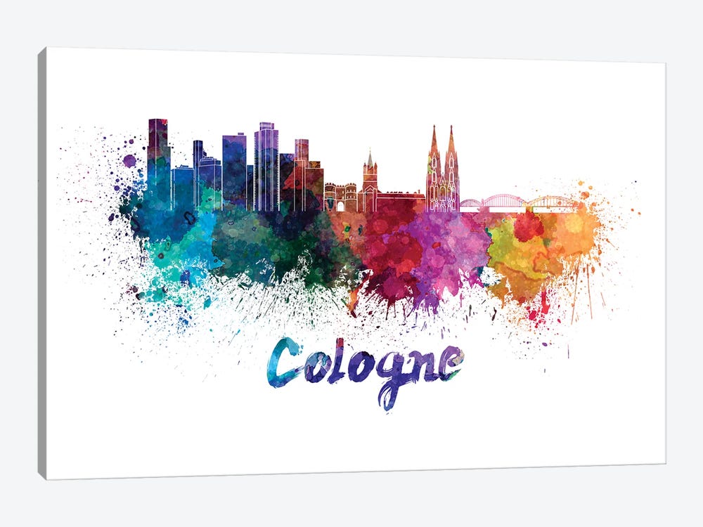 Cologne Skyline In Watercolor by Paul Rommer 1-piece Canvas Print