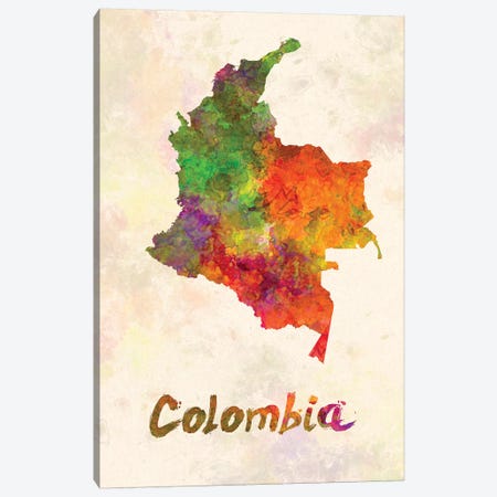 Colombia In Watercolor Canvas Print #PUR148} by Paul Rommer Art Print